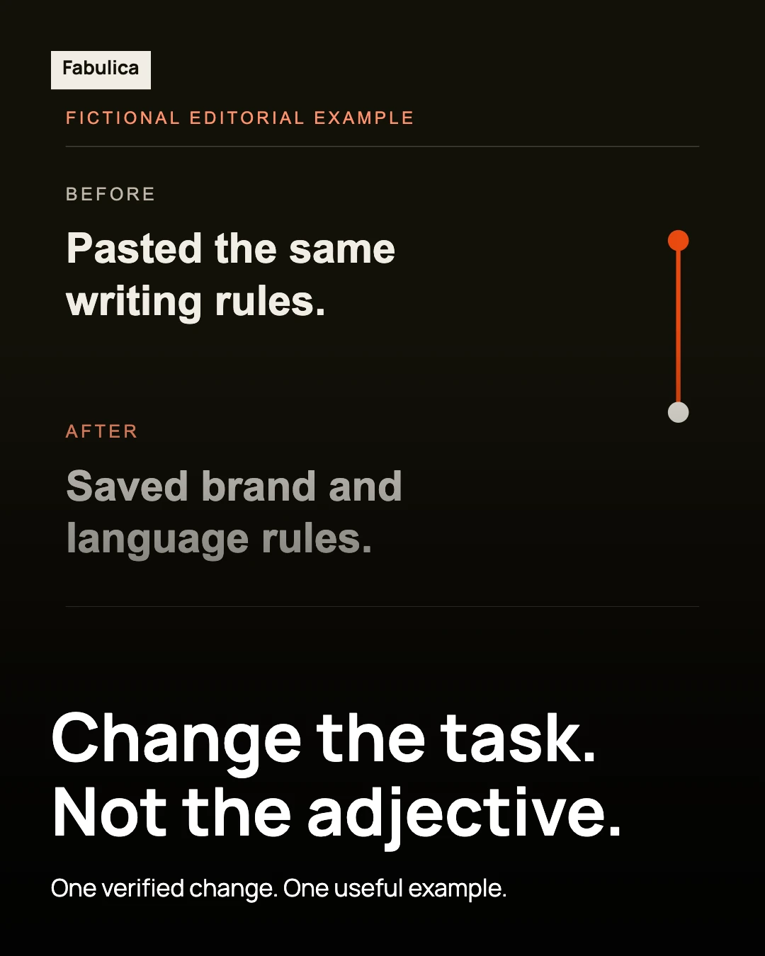 Change the task. Not the adjective. A clearly fictional before-and-after editorial example.